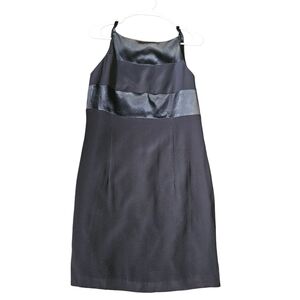 Vintage 90s Y2K Dave & Johnny Black High Collar Mini Cocktail Dress 16 Retro